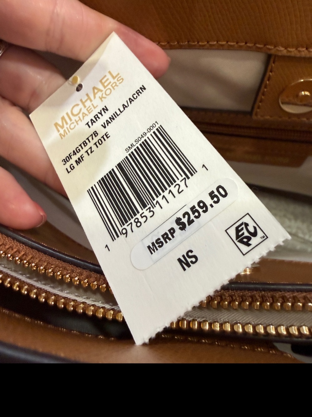 Michael Kors Taryn Large Multifunction Tote in Vanilla/Acorn.